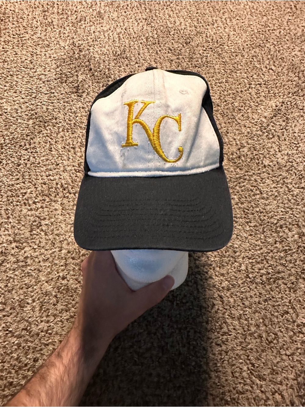 Vintage KC Embroidered Two-Tone Baseball Cap - Black & White